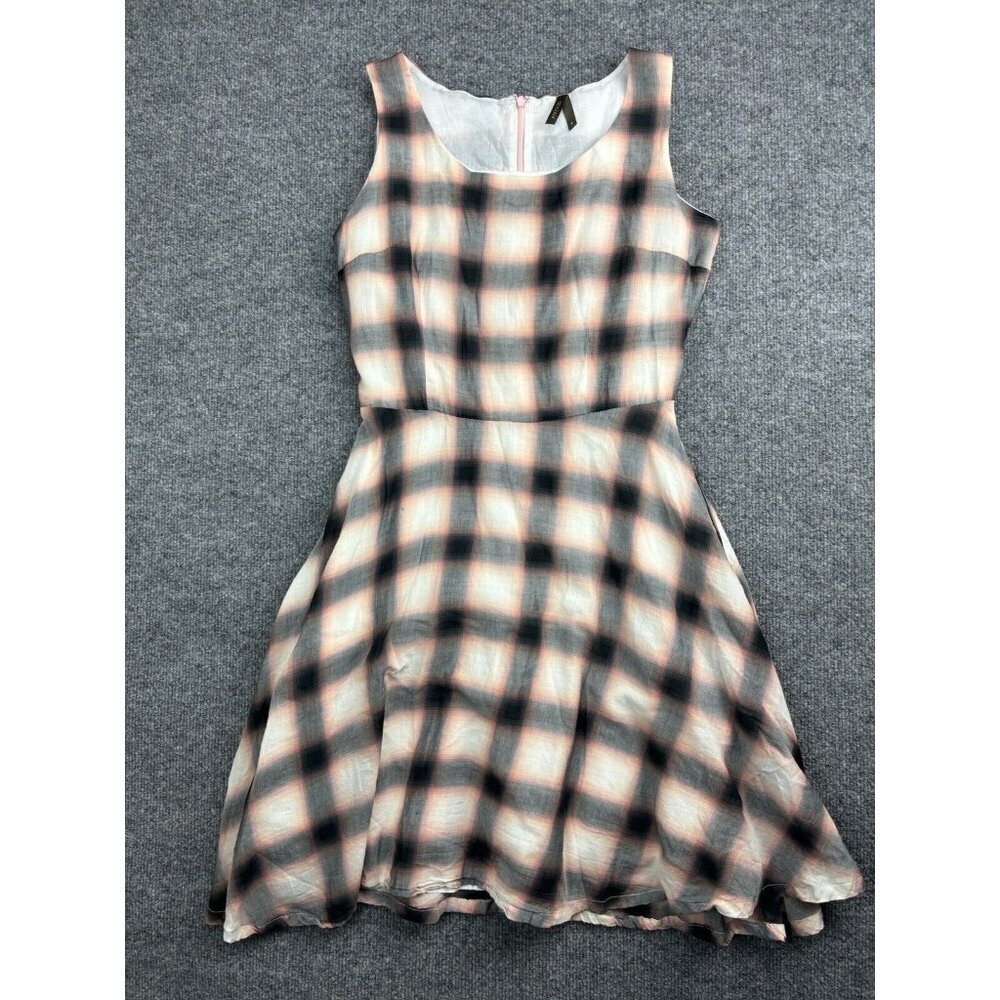 Stetson Dress Women's 4 Black Peach Plaid Sleeveless Fit & Flare Pockets Lined
